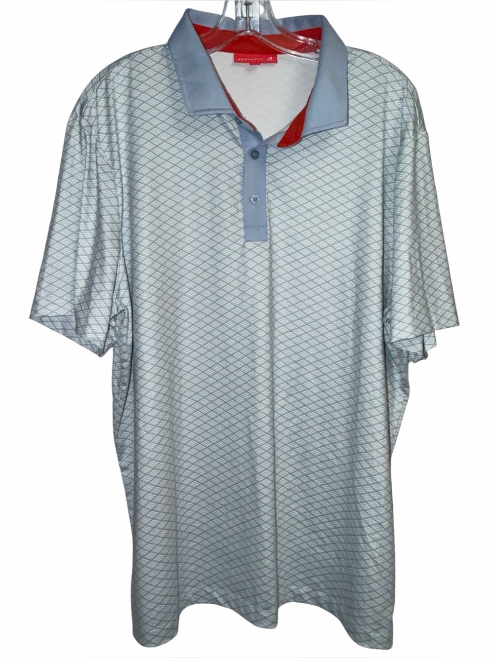 Men's Light Blue Patterned Polo with Contrast Trim